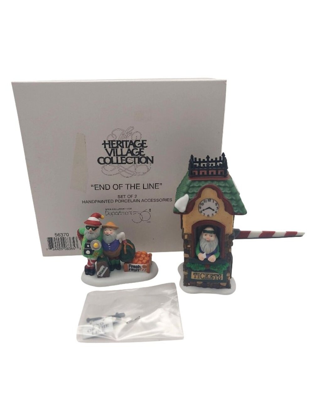 Department 56 End Of The Line Heritage Village Hand painted Porcelain Set Of 2